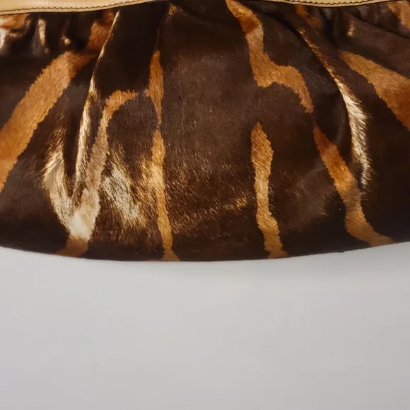 Fendi Vintage Rare Brown & Tan Pony fur Leather Hand Bag, Tiger Print - Picture 16 of 16